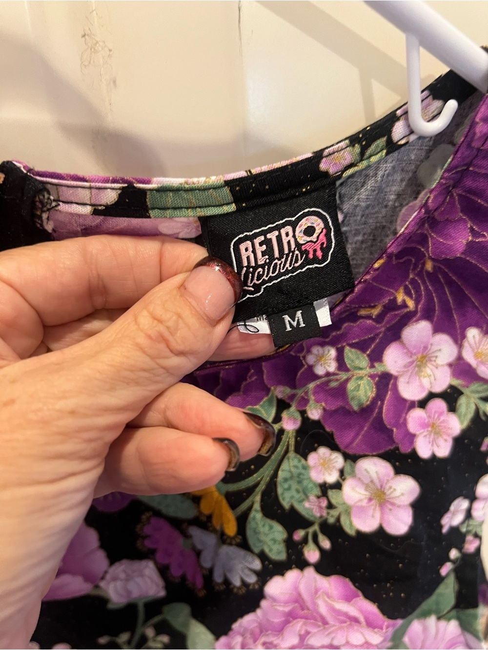 Retrolicious Purple & Black Floral Scoop Dress